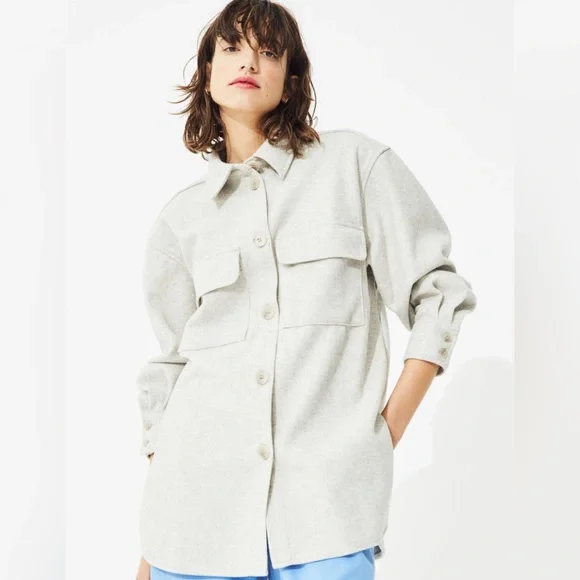 H&M Jackets Coats Hm Shacket Shirt Jacket Light Beige